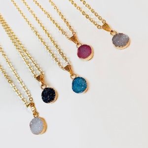 Druzy Pendant Necklace Handmade